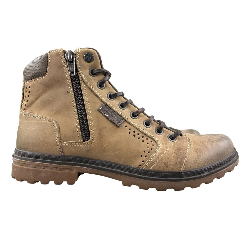 Freeway Easywear Women's Size EUR 37 Queen4 Brown Leather Combat Zip Ankle Boots